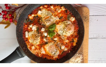 Szakszuka ze szpinakiem i fetą